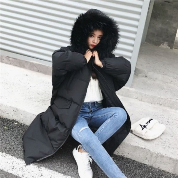 

women 2020 coats new parka women's winter chic jackets long korean students down jacket cotton, Black