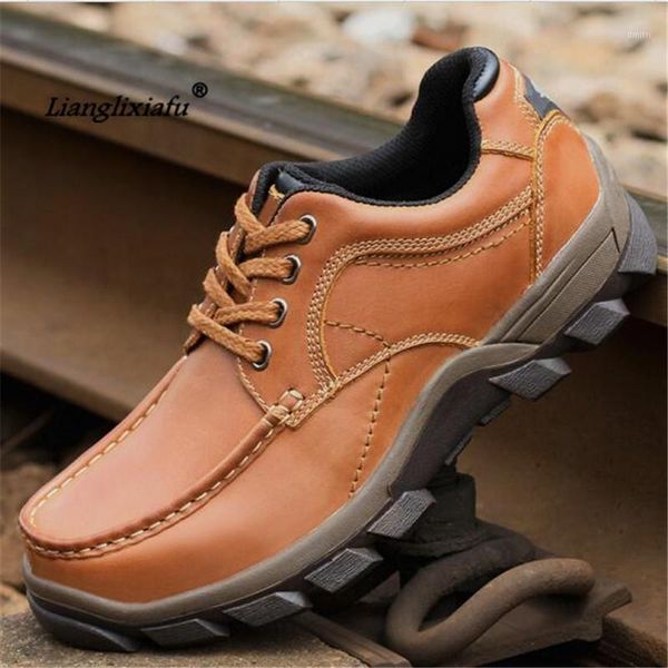 

llxf plus:38-46 47 2020 genuine cowhide pedal mountain men's autumn/winter round toe outdoor climbing shoes, Black
