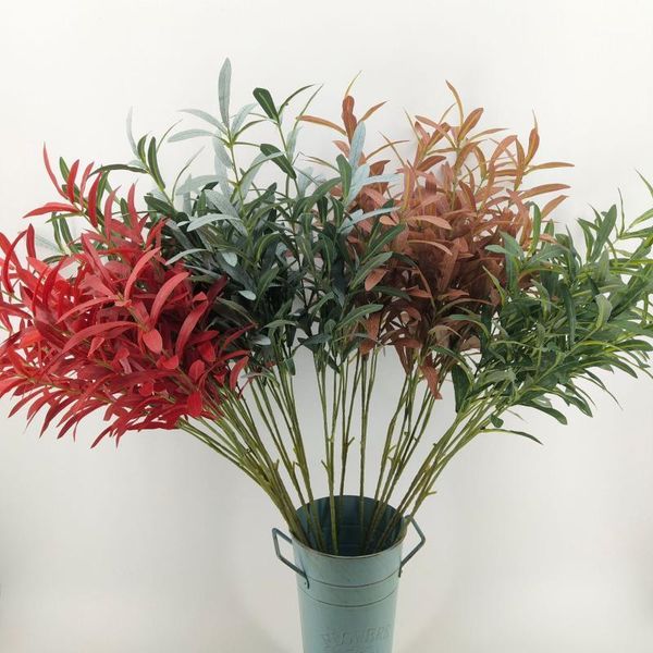 

6 stems artificial olive branch greenery plastic grass fake flower faux plants wedding home table hojas artificiales para decor1