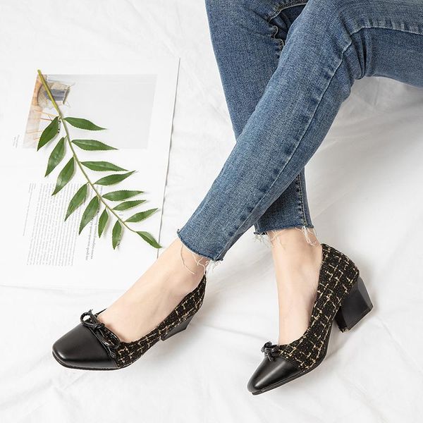 

dress shoes wholesale spring bow tie women's simple professional 5cm high heels shopping, Black