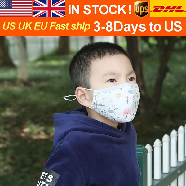 

dhl children spring summer thin washable and reusable face shield kindergarten baby breathable pure cotton gauze dust masks in stock