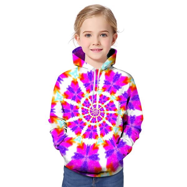 

3d tie-dye напечатанный дочерний детский младший толстовки красочные гират свободный с длинным рукавом свинцовые шарниры мальчики девушки по, Black