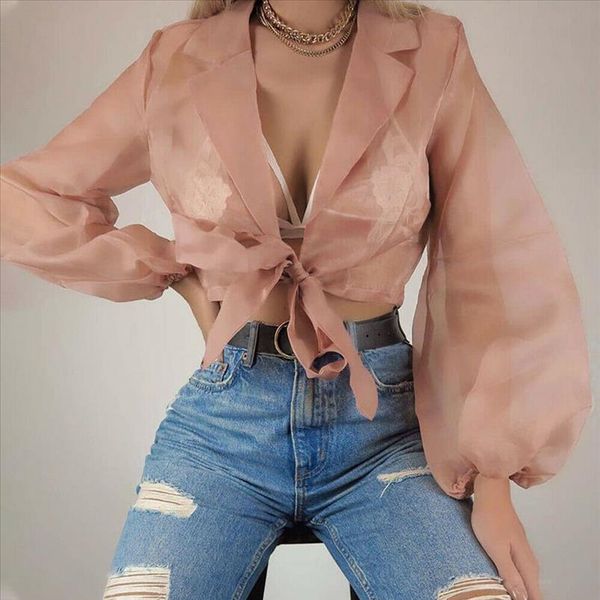 

горячая сексуальная в органзах блузка женская явная сетка урожая верхняя часть слоеного рукава прозрачные рубашки женские девушки с длинным, White