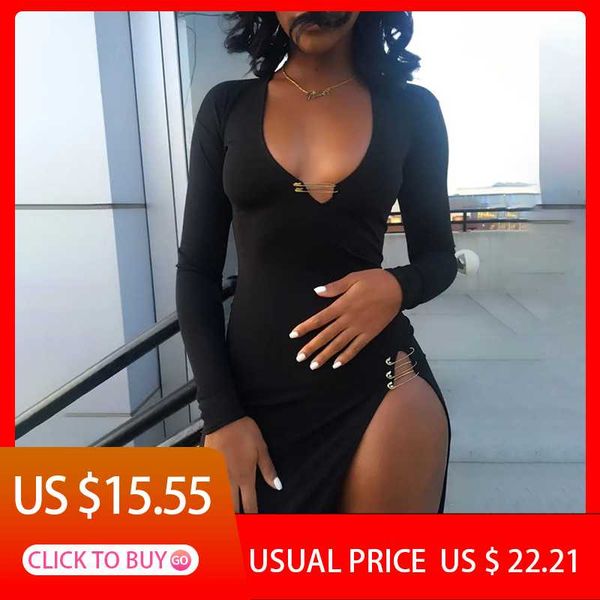 

casual dresses the 2021 women's fashion model runway lace deep v pleated long dress and bottom high waist slit sleeve comfortable, Black;gray