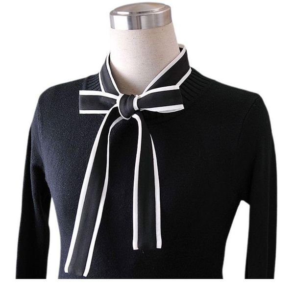 

office lady detachable half shirt blouse solid color ribbon bowknot button down women false collar choker clothing a qylorg, Blue;red