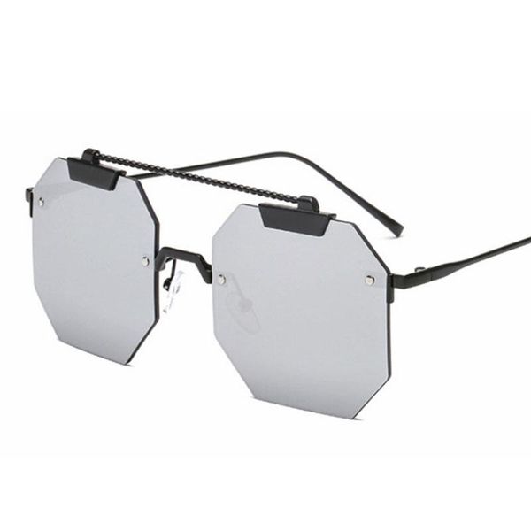 

Veshion Cat Eye Rimless Sunglasses Men Women Fashion Shades UV400 Vintage Glasses Oculos, White;black