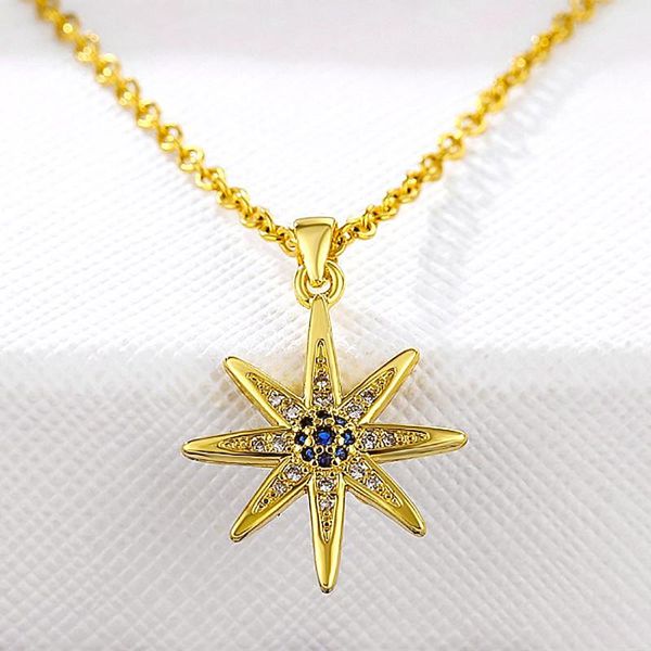 

charm zircon heart pendant necklace for women blue crystal gold plated copper micro-paved jewelry stainless steel chain, Silver