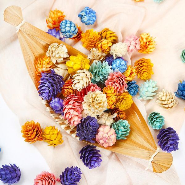 

20pcs lot new colorful natural pine cone artificial flower for wedding christmas decoration handmade wreath gift scrapbooking h jlljvz
