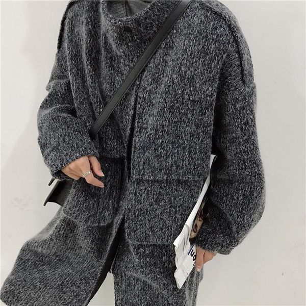 

women's wool & blends han edition languid is lazy wind of fund 2021 autumn winters more loose long madge, temperament woman overcoat, Black