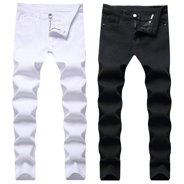 

fashion men jeans skinny jeans slim fit pant stretch pant white black denim men long, Blue