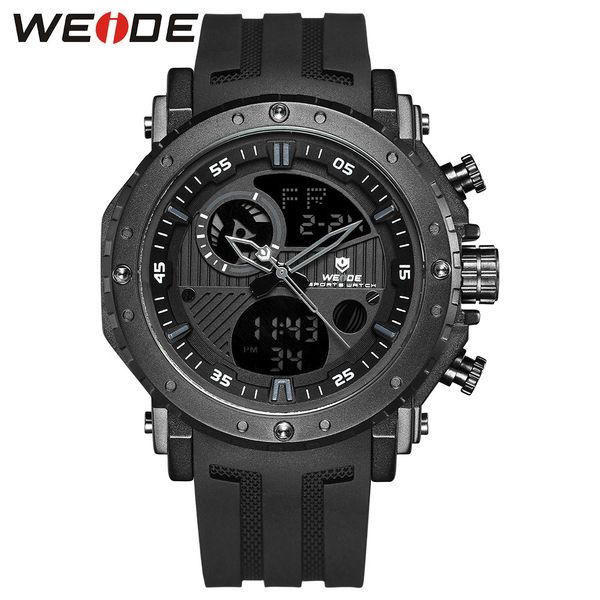 

weide 2020 brand luxury men clock saat sport sile strap military analog watch chronograph digital water resistant, Slivery;brown