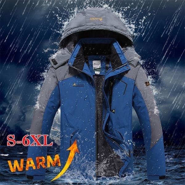

winter outdoor jacket men thick warm velvet coat men's windproof hooded jackets casual hiking mountaineering outerwear 9xl 201130, Black;brown