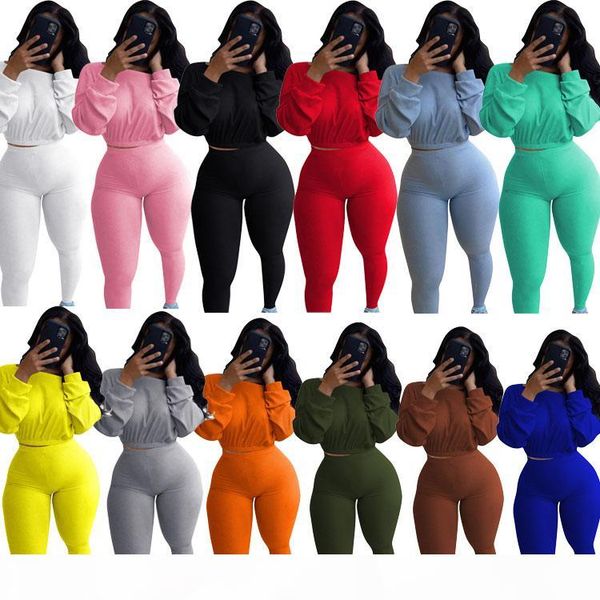

women two pieces outfits 2020 designer women tracksuit autumn bat sleeve pleated trousers ladies new fashion pants set sport, Gray
