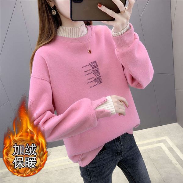 

2sf4bwomen's winter plush sweater fake two knits, Black