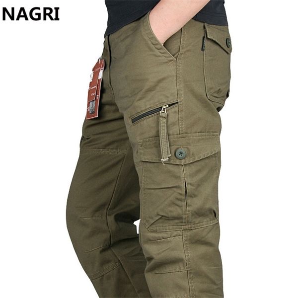 

2020 cargo pants men outwear multi pocket tactical military army straight slacks pants trousers overalls zipper pocket pants men q1217, Black