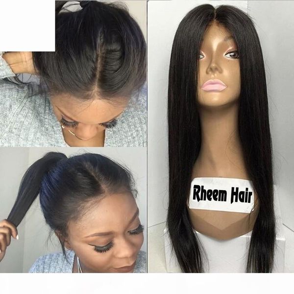 

180% density peruvian straight lace front human hair wigs 7a glueless full lace human hair wigs for black women with natural hairline, Black;brown