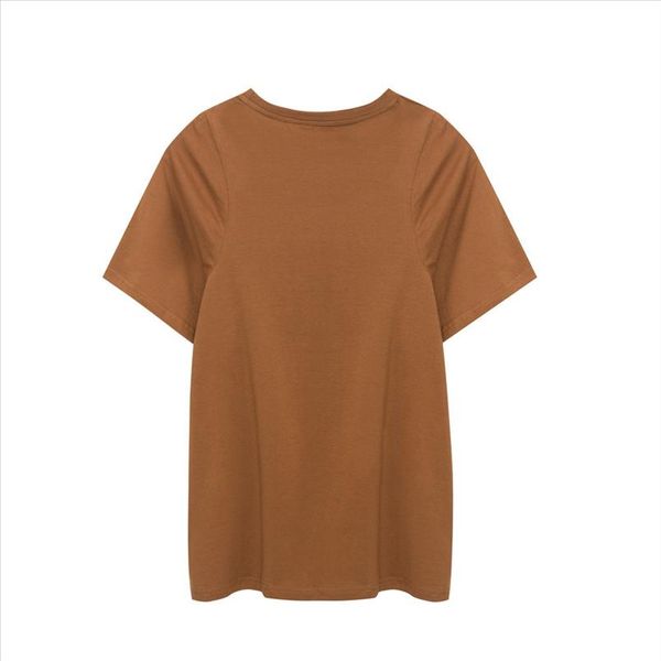 

2020 new cotton women t shirt simple short sleeve ladies embroidery t shirt female tee for summer white black khaki gray