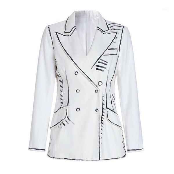 

harleyfashion unique design high street graffiti blazer washed denim fabric quality slim fall fitness jacket1, White;black