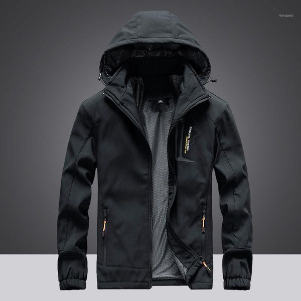 

nice mens autumn casual fashion outdoor parkas waterproof quick-drying breathable sport camping outdoor coat1, Black