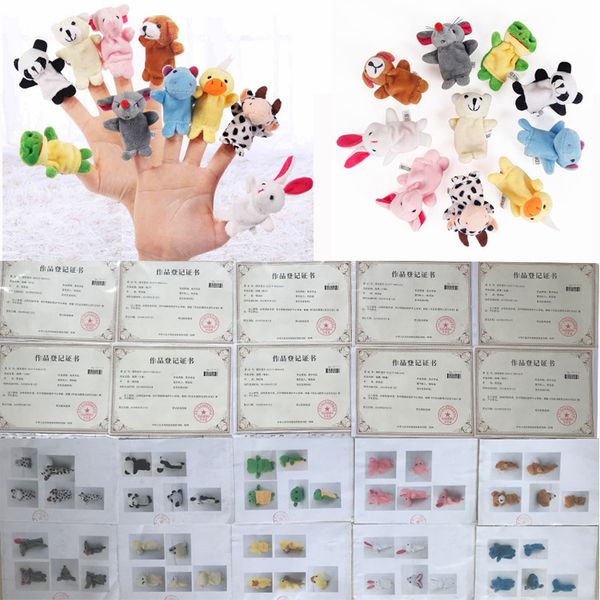 

2020 style stuffed animals plush children doll creative pet finger puppet 10 double foot animal finger puppet gift