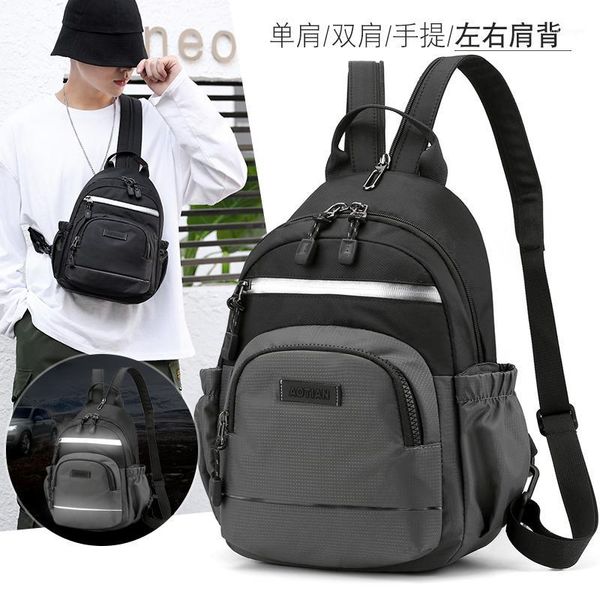 

chest bag men 2020 new outdoor travel pack fashion bag men reflective strip shoulder bags casual male phone pouch handbag1