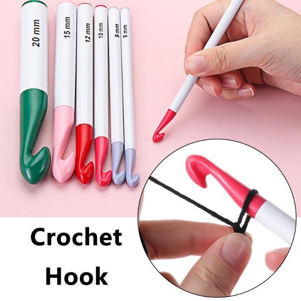 

7pcs multicolor 7-20mm plastic knitting needles soft grip with ergonomic handle crochet hook yarn weave crochet needles1, Black