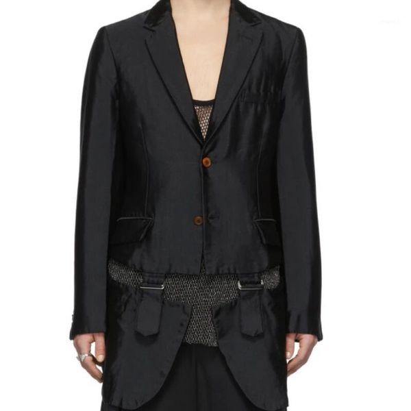 

spring men's new fashion personalized customization large size arc split hollow stitching design jacket/s-6xl1, Tan;black