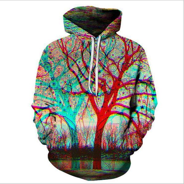 

2019 new men's hoodie sweatshirt, colorful spray-painted tree hoodie hip hop streetwear asian size plus 4xl, Black