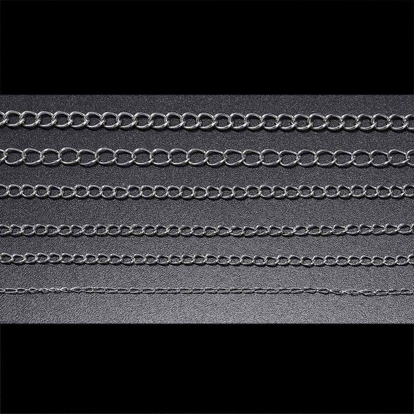 

цепи ожерелья из нержавеющей стали 5 м / лота 1.2 2.2 2.4 3.0 4.0 мм объемные ювелирные изделия цепочка для diy ювелирных изделий приготовле