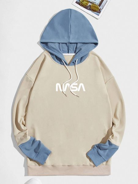 

men color block letter graphic drawstring hoodie c5kk#, Black