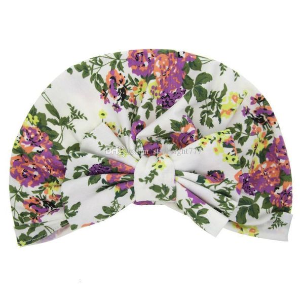

3 girls baby handmade 6 styles colors bow turban infants cute floral plants beanies cloth bonnet hat 22x15cm 2019 new