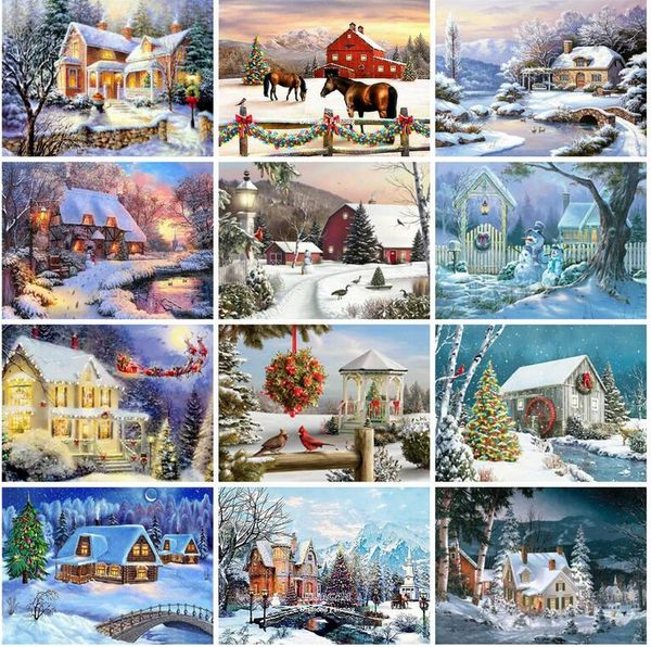 Diamant Malerei Winter Pferd Kreuz Stich Diamant Mosaik Landschaft Bild Strass Perlen Stickerei Kits Wand Dekor