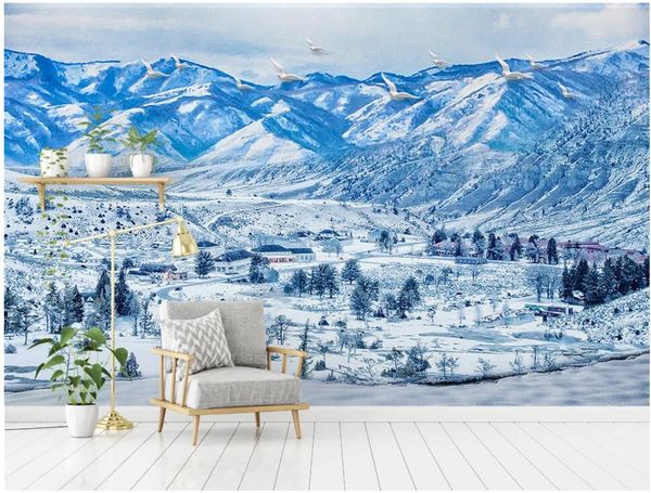 

3d wallpaper custom p mural modern beauty snow mountain scenic town home decor 3d wall murals wallpaper for walls 3 d in the living room