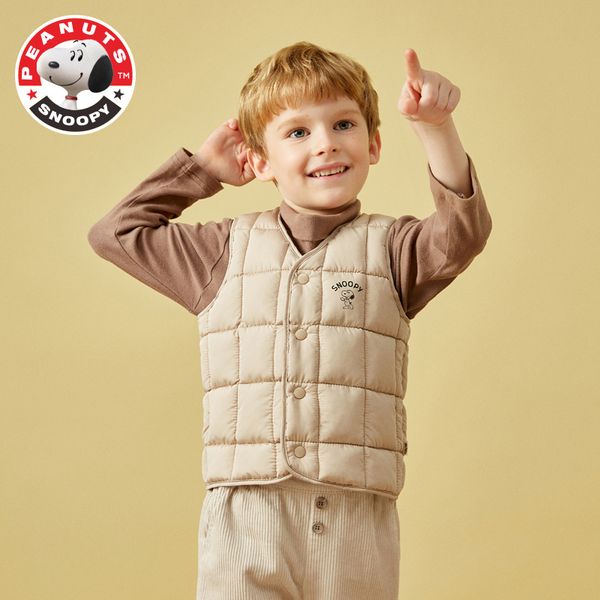

snoopy boys and girls children's wear thickened baby winter cotton clothes children's down vest children's vest with cotton l, Blue;gray