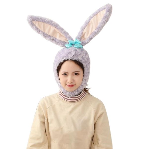 

women sweet ballet ears plush hat fluffy fuzzy headgear stuffed toys cartoon animal cosplay party props, Blue;gray