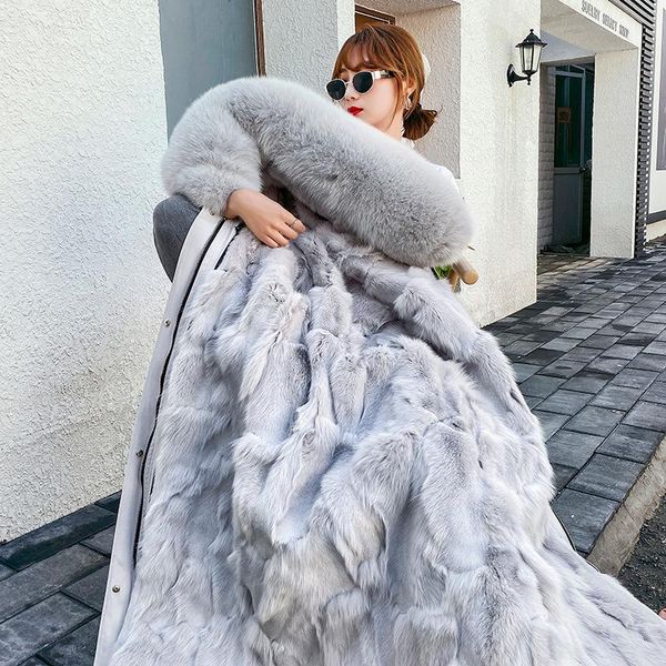 

women's fur & faux oftbuy 2021 parka real coat winter jacket women natural collar hood thick warm liner outerwear streetwear 3 in 1, Black