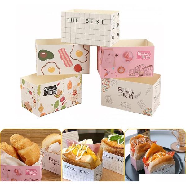 

50pcs cake packaging bagsand wrapping paper thick egg toast bread breakfast packaging box burger oil paper paper tray 201015 brwio