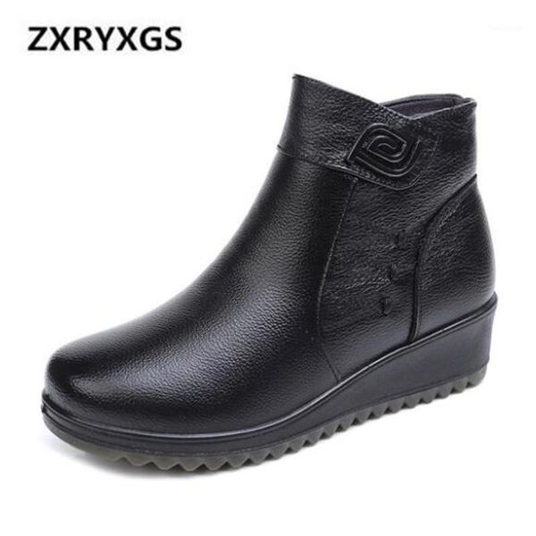 

boots black retro cowhide leather 2021 winter women shoes soft bottom comfort ankle non-slip warm women1