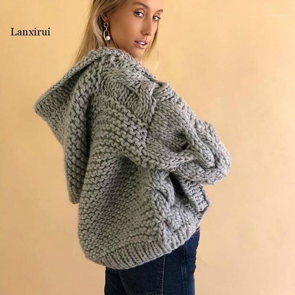 

chic hooded cross twist flowers hooked sweater cardigan loose handmade coarse wool thick crocheted knit jacket coat 1, White