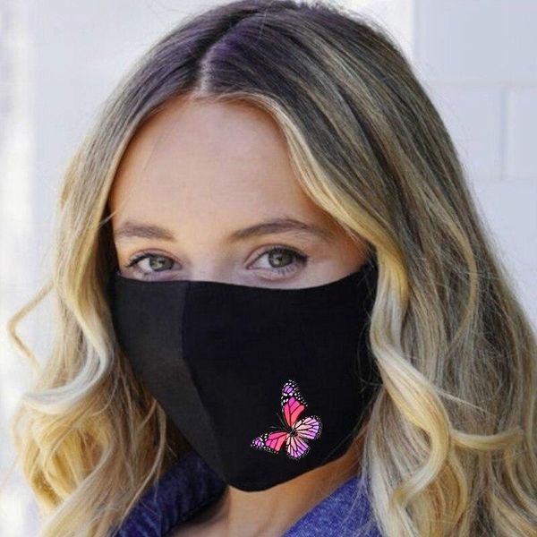 

бабочка для лица маска рот шапки моющиеся лица маска мода печатает защиту многоразовой маски ткани 2021 jllgdn, Black