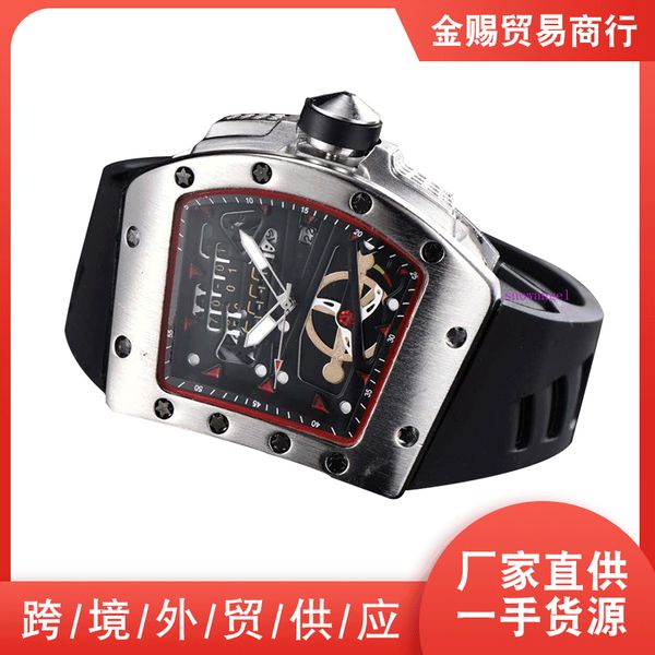 

2020 новая мода мужская полая силиконовая лента кварцевые часы европейские часы, Slivery;brown