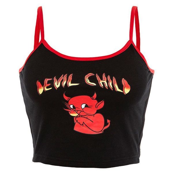 

2019 fashion trend women halloween devil print crop vest casual summer stylish ladies clubwear camisole tank sun, White