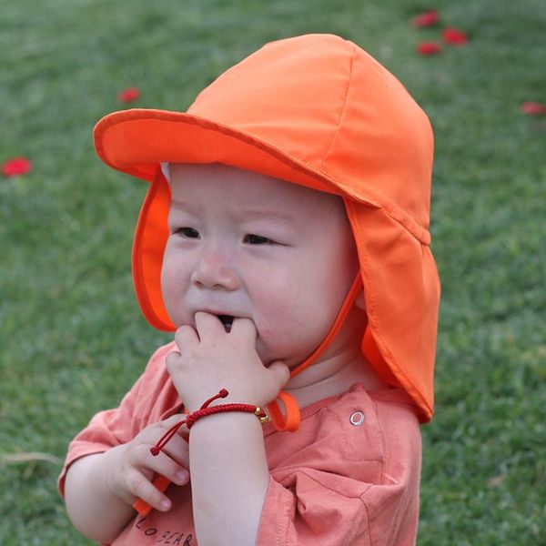 

wide brim hats fashion kids boys girls summer outdoor neck cover sun protection hat children solid color quick drying breathable sunscreen c, Blue;gray