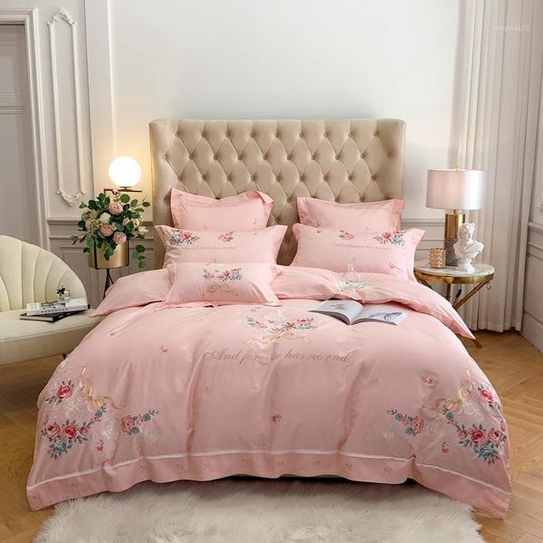 

elegant embroidery 600tc egyptian cotton bedding set bed cover  king size bedsheet duvet cover 4/7pcs bed set parure de lit1
