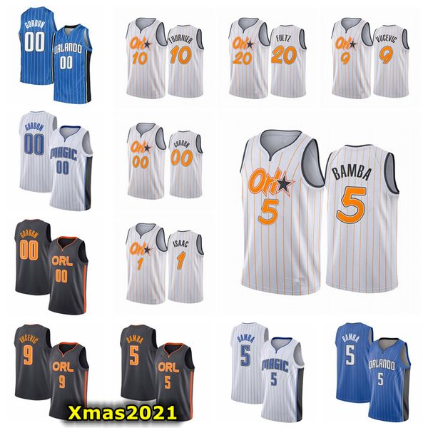 

2021 mens city orlandos edition basketball jersey mohamed 5 bamba 00 aaron gordon 10 fournier 9 vucevic 1 isaac 20 fultz pressing jersey, Black;red