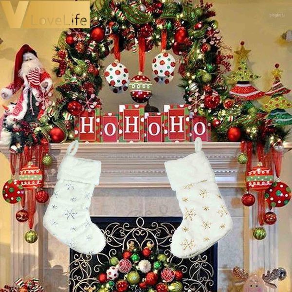 

christmas knitted stockings decor christmas gift bag fireplace xmas tree hanging ornaments decor green red sock1