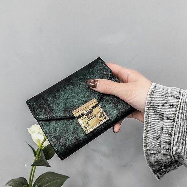 

factory wholesale women handbag street trend gold buckle womens purses retro leather purse multifunctional printed leathers womenes coin wal, Red;black