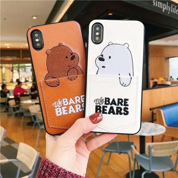 

gimfun vip cartoon luxury case, vip 6 xs xsmax xr 6s7 8 plus synthetic bear case, soft tpu case with busins card bag