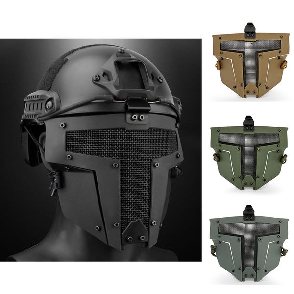 Outdoor Stahldrahtgeflecht Maske Airsoft Schießen Gesichtsschutzausrüstung Taktische schnelle Helmhalterung NO03-116