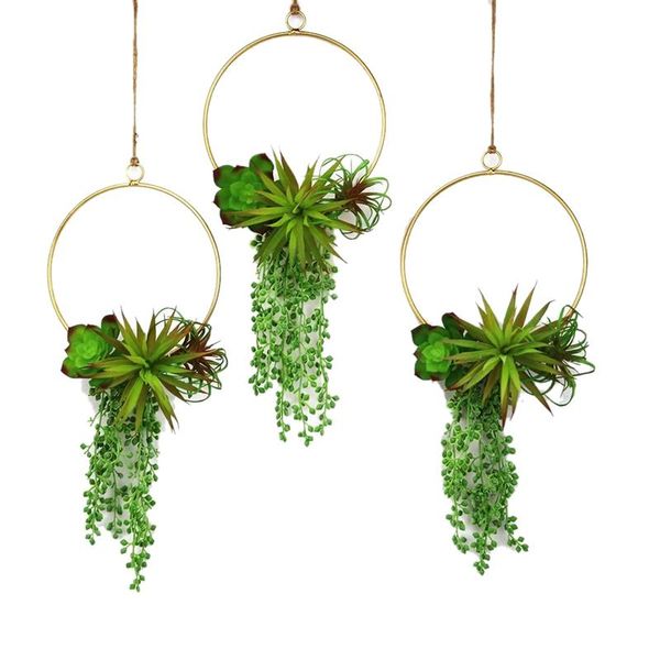 

new-artificial wreath set of 3,metal hoop wreath for wedding decor flower garland wall hanging home garden lawn